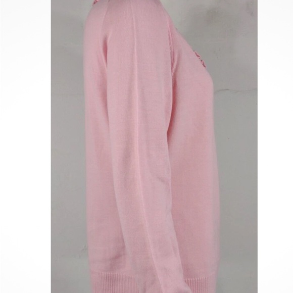 EUC Brooks Brothers “346” pink merino wool vneck sweater with ruffle collar - Picture 3 of 8